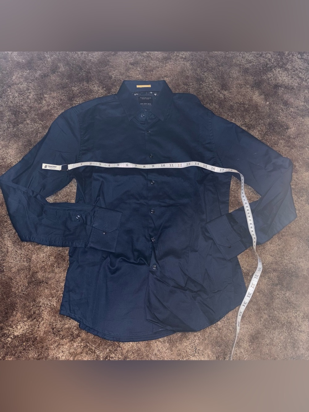 Men's Classic Navy Button-Down Dress Shirt